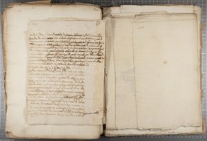 ウルビーノなどのムティオオディによるドローイングのポートフォリオ、p120、verso、c.1635-40（製本された紙にペンとインク） 作： Muzio Oddi