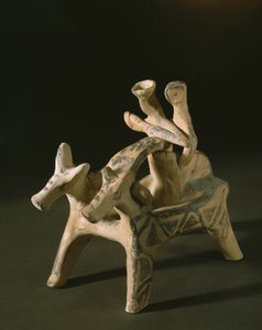チャリオット、アッティカ、マルコポーロの墓から、後期紋章時代IIIA〜IIIB、紀元前1400〜1200年（テラコッタ） 作： Mycenaean