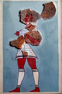 ミケニアンの美術：戦士ティリンテ宮殿のフレスコ画の断片と再構成 作： Mycenaean