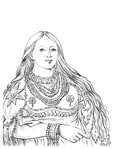 ミンクの肖像、ネイティブアメリカンの女性、1841年。
