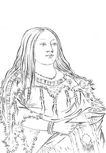 1841年のネイティブアメリカンの女性の肖像画。 作： Myers and Co