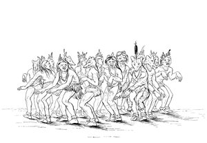 1841年にクマのダンスを披露するスー族。