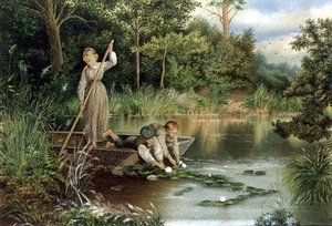 百合の花を集める 作： Myles Birket (after) Foster