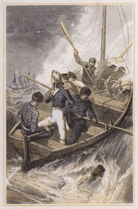 嵐の中、船に乗せられたネルソン（カラー図版 作： Myles Birket (after) Foster