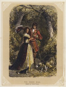 三匹の犬」（カラーリトグラフ 作： Myles Birket (after) Foster
