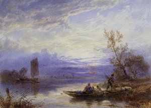 日没時のフェリー 作： Myles Birket Foster