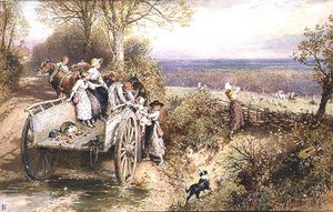 猟犬を覗いてみる 作： Myles Birket Foster