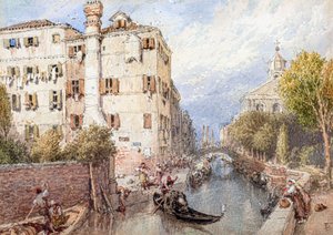 ヴェネツィアの運河（水彩画） 作： Myles Birket Foster