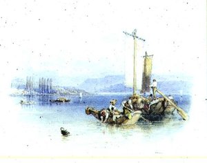 イタリア・コモ湖（水彩） 作： Myles Birket Foster