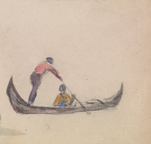 Um de um grupo de três estudos de gôndolas 作： Myles Birket Foster
