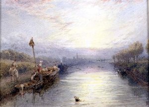 川の風景（水彩） 作： Myles Birket Foster
