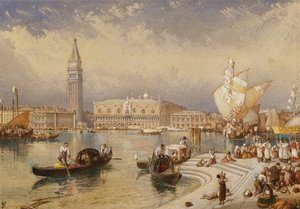 ドゥカーレ宮殿、ヴェネツィア、サンジョルジョマッジョーレの階段から 作： Myles Birket Foster