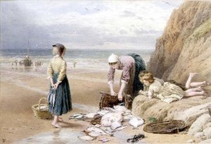 漁師の子供たち」（水彩・ガッシュ） 作： Myles Birket Foster