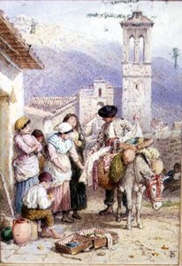 The Pedlar（水彩画） 作： Myles Birket Foster