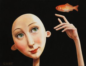 夢見がちな女性の金魚