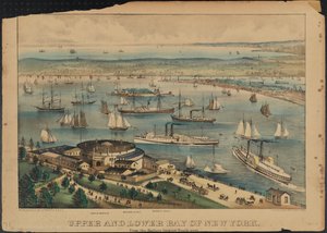 ニューヨークのアッパーベイとローワーベイ、1881年頃 作： Nathaniel Currier