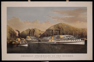 ハドソン川を行くアメリカの蒸気船。ハイランドを通過ドリュー、セント・ジョン、エクセルシオール