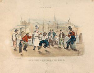うなぎのためのカフィーダンス-キャサリン・マーケット（ライフ・イン・ニューヨーク 作： Currier and Ives
