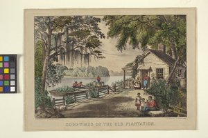 オールドプランテーションのグッドタイムズ（手描きのリトグラフ） 作： N. and Ives J.M. (1824 95) Currier