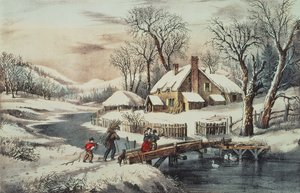 イングルサイド・ウィンター、パブ。 Currier & Ives (版画)