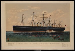 鉄蒸気船グレート・イースタン号...I.K.ブルーネル指揮の下で建造された... 作： N. and Ives J.M. (1824 95) Currier