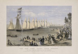 ニューヨーク・ヨットクラブのレガッタ 1869年頃 （カラーリトグラフ 作： Currier and Ives