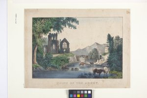 修道院の廃墟（手描きのリトグラフ） 作： N. and Ives J.M. (1824 95) Currier
