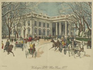 1877年ワシントンD.C.のホワイトハウス（カラーリトグラフ 作： Currier and Ives