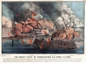 1863年4月7日チャールストンS.C.での大きな戦い 作： Currier and Ives