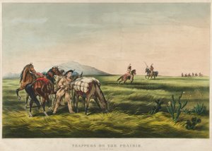 大草原のトラッパー／平和か戦争か？1866年（カラーリトグラフ 作： Currier and Ives