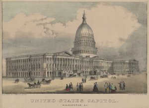アメリカ合衆国連邦議会議事堂（ワシントンD.C.）1872年（カラーリトグラフ 作： Currier and Ives
