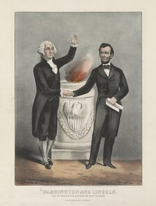 ワシントンとリンカーン。祖国の父と救世主、1865年頃（カラーリトグラフ
