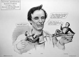 Currier＆Ivesイラスト19世紀。正直な阿部はそれらを半分の殻でとります