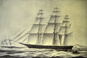 Currier＆Ivesイラスト19世紀。クリッパー船ハリケーン 作： N. and Ives, J.M. Currier