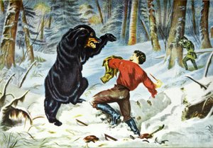 Currier＆Ivesイラスト19世紀。ハンターの生活。タイトな修正。 作： N. and Ives, J.M. Currier