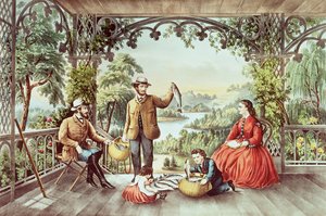 ブルックからの家、幸運な漁師 作： N. and Ives, J.M. Currier