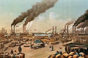 堤防-ニューオーリンズ、1884 作： N. and Ives, J.M. Currier