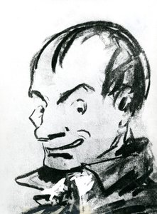 シャルル・ボードレール（1821-67）の風刺画（紙に鉛筆）（モノクロ写真 作： Nadar