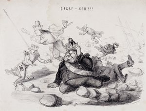 ダレノガレ!!!(首が折れる)。パリで新聞 "La Caricature "を発行する印刷業者Gabriel Aubertによるリトグラフ。 作： Nadar