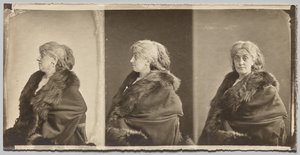 毛皮のストールを身に着けている芸術家の妻アーネスティン・ナダールの肖像 作： Nadar