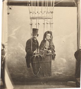 気球ゴンドラでの妻アーネスティンとの自画像、c。 1865年、印刷c。 1890年。 作： Nadar