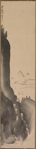 山と遠いボート、18世紀後半。 作： Nagasawa Rosetsu