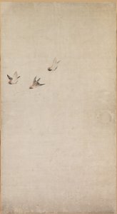 子犬、すずめ、菊