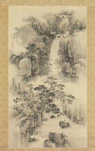 滝のある風景、1841年。