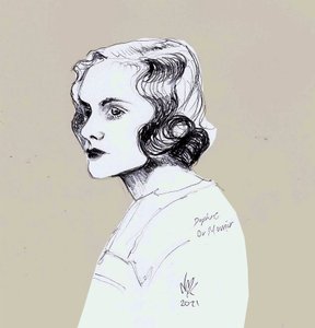 ダフネ・デュ・モーリエ、2021年（ドローイング） 作： Nancy Moniz Charalambous