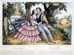 恋人たちのカップル：4つの愛 - トーマス作、1852年頃。 作： Napoleon (after) Thomas
