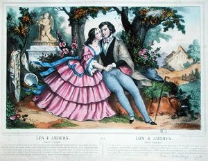 四つの愛」「夫婦の愛」（カラーリトグラフ） 作： Napoleon (after) Thomas
