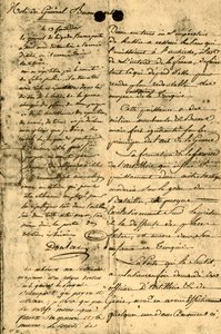 1921 年 1795 年 9 月 13 日のボナパルト将軍のメモ。 作： Napoleon Bonaparte I