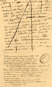 1801 年 4 月 16 日、1921 年 4 月 16 日の Le Moniteur Universel に含めるためのテキストの下書き。 作： Napoleon Bonaparte I