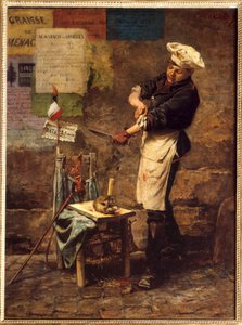 1870年のナルシス・シャイユ（1835-1916）の絵画「パリ包囲戦のネズミ売り」（h s/t 0.64 x 0.47）（Rat Seller during the Siege of Paris 作： Narcisse Chaillou